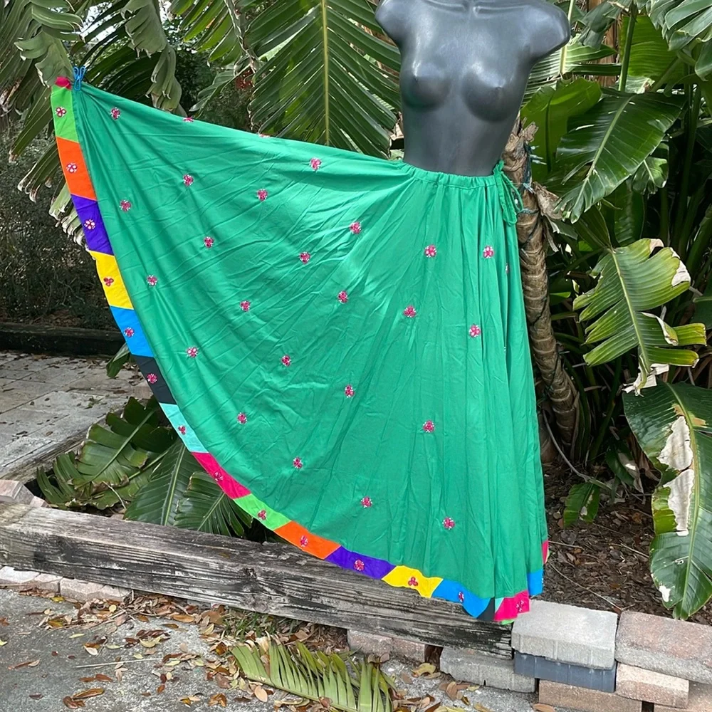 Full circle maxi skirt with Gujarati mirror work